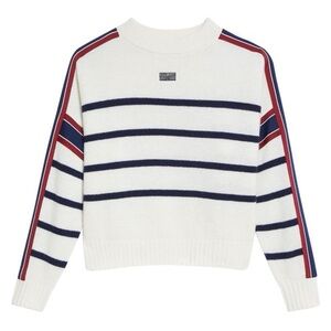Sandro sailor Cream Navy blue red Striped Wool blend Sweater size Xs